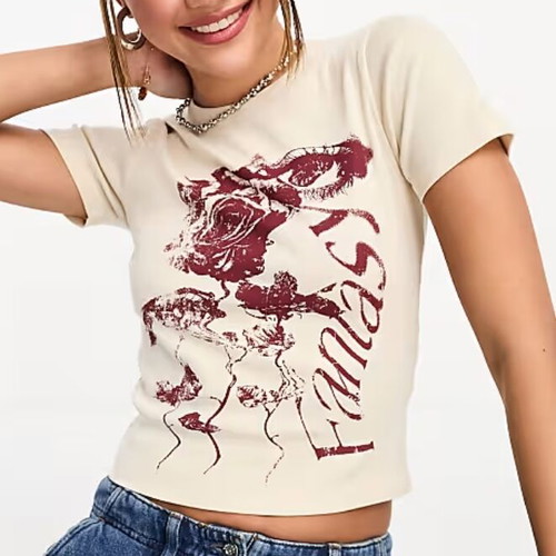 Reclaimed Vintage ASOS Top like new, beige-bordeaux print, size 38