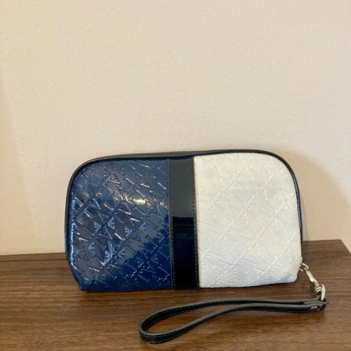 Armani jeans wristlet bag like new, patent leather, black and blue