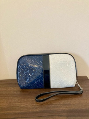 Armani jeans wristlet bag like new, patent leather, black and blue
