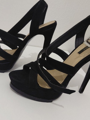 Forever 21 black platform sandals size 37 used with strap wear
