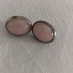Silver stud earrings with pink stone like new
