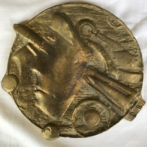 Large bronze sculpture medal by Mary Papakonstantinou used