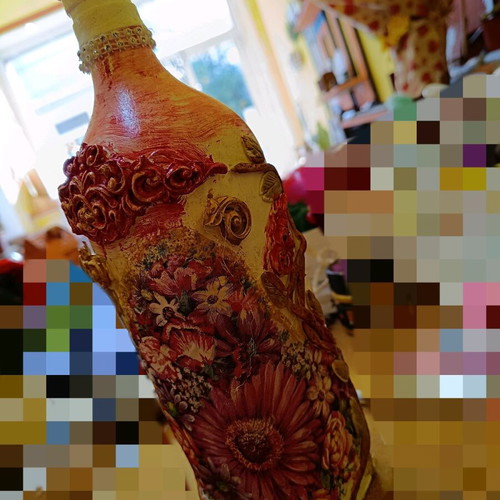 Decorative vase new, handmade with floral design