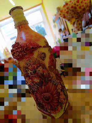 Decorative vase new, handmade with floral design