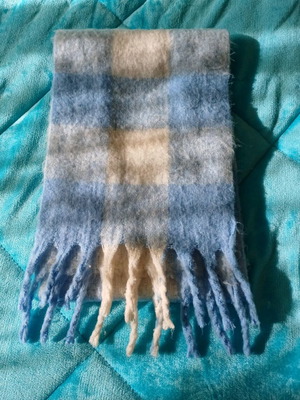 Women's scarf used, blue and turquoise, very warm