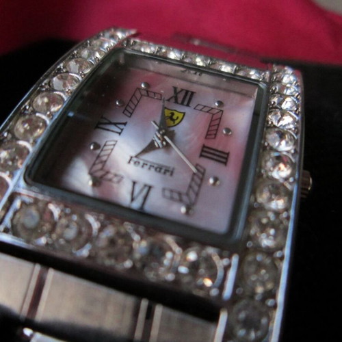 Ferrari women's silver wristwatch with stones, like new