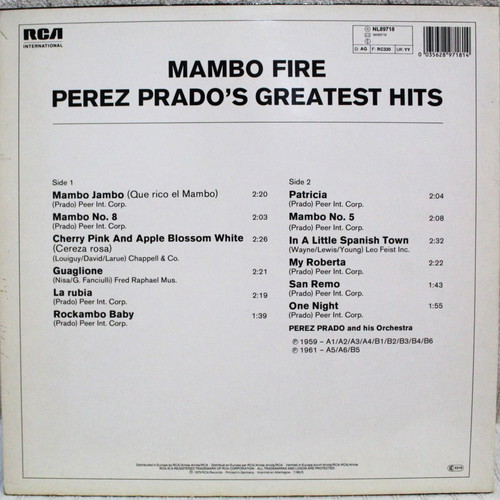 Perez Prado And His Orchestra Mambo Fire vinyl LP used, Latin