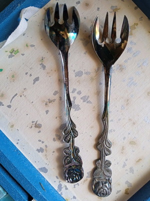 Σετ αντίκα πιρουνάκια 6τμχ silver plated μεταχειρισμένα