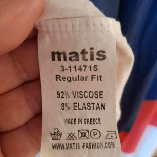 Matis dress xl used, blue with orange and white
