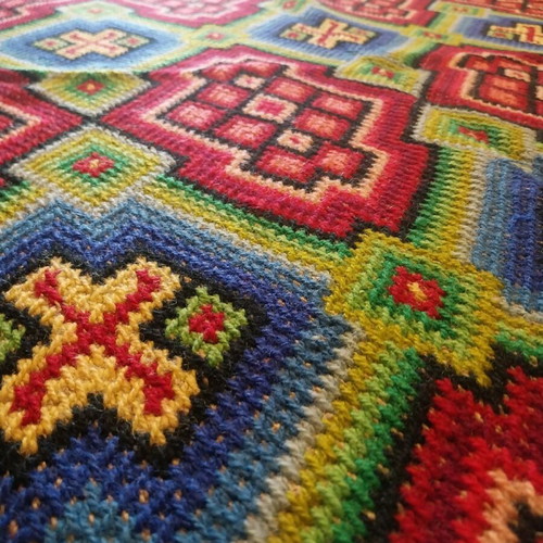 Handmade antique embroidered rug like new