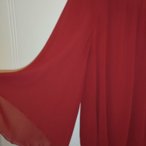 Ysatis blouse with one shoulder, transparent bell sleeve, like new, red, size 1 (M-L)