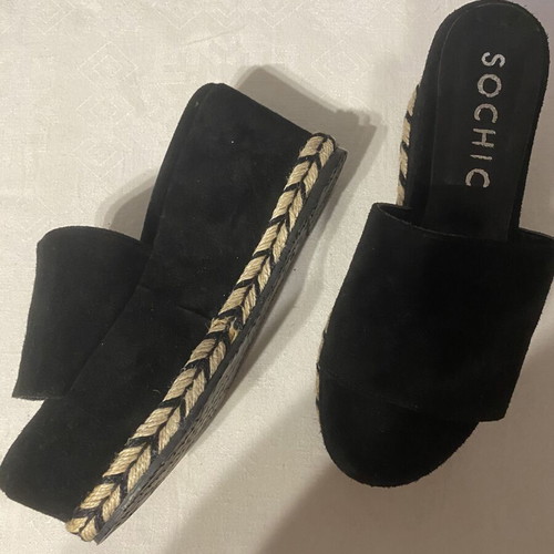 So Chic By Vsk Leather Mules Platform Sandals Size 36 Like New