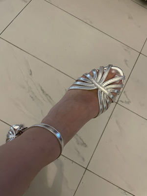 Silver sandals like new, size 38