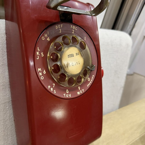 Western Electric Wall Phone Model 554 used, vintage cherry red rotary