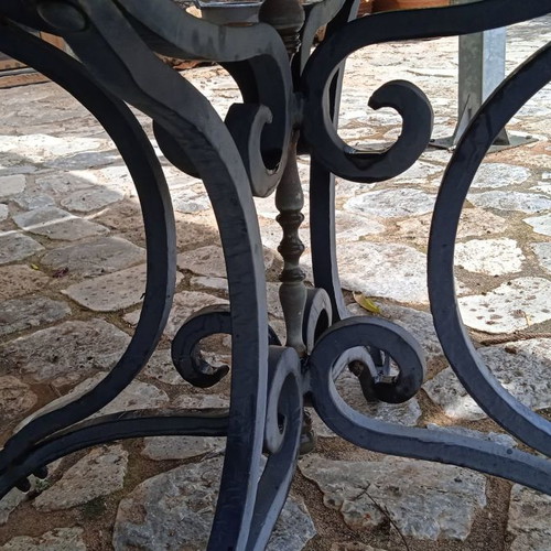 Outdoor table used, iron and granite, 1983