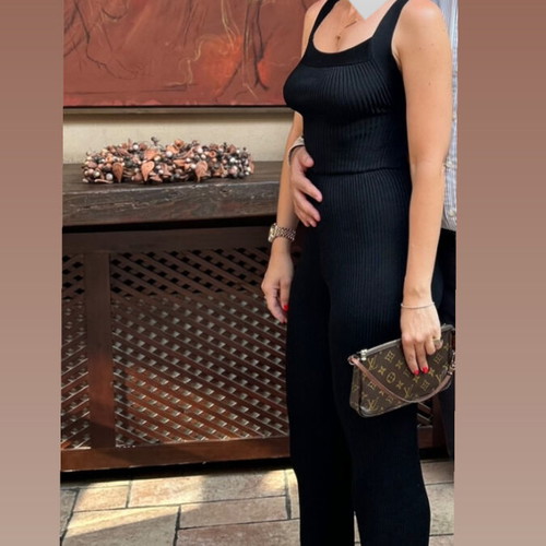 Bershka slim knitted jumpsuit like new, black, size XS