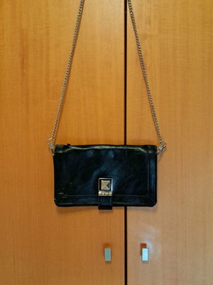 Zara crossbody bag black leather like new with chain