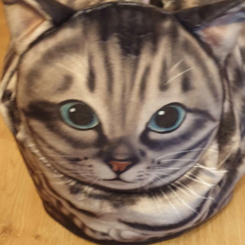 Cosmetic pouch bag cat velvet new, beige and brown
