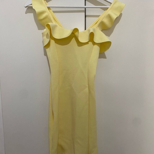 Missguided Pastel Yellow Frill Mini Dress like new