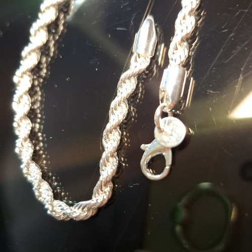 Silver 925 bracelet with twisted rope design and lobster clasp, new