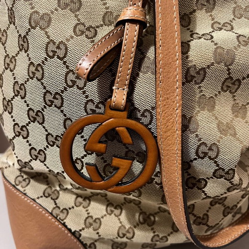 Gucci GG Canvas Large Charm Tote shoulder bag like new, beige and brown