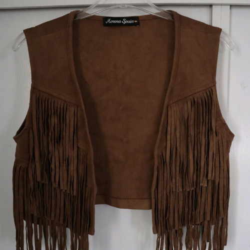 Cowgirl vest with fringes like new, brown, size M