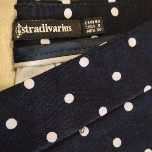 Stradivarius polka dot pants size M like new, dark blue and white