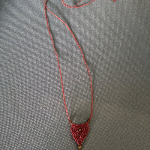 Macrame necklace used, pink