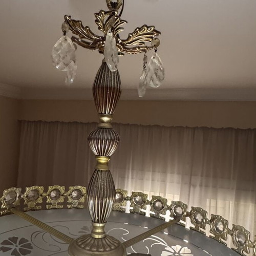 Vintage ceiling light satin glass floral decoration like new