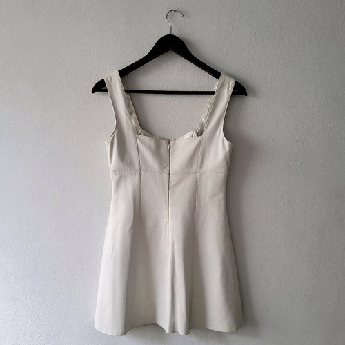 Plein Sud vintage 90s y2k soft grunge preppy buckle leather mini dress like new, white, size M