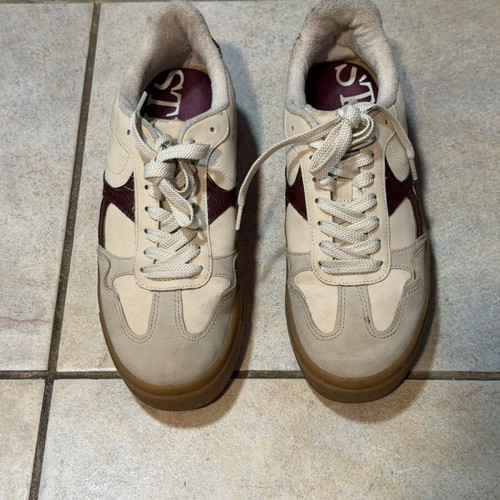 Stradivarius sneakers size 39 used, beige and burgundy