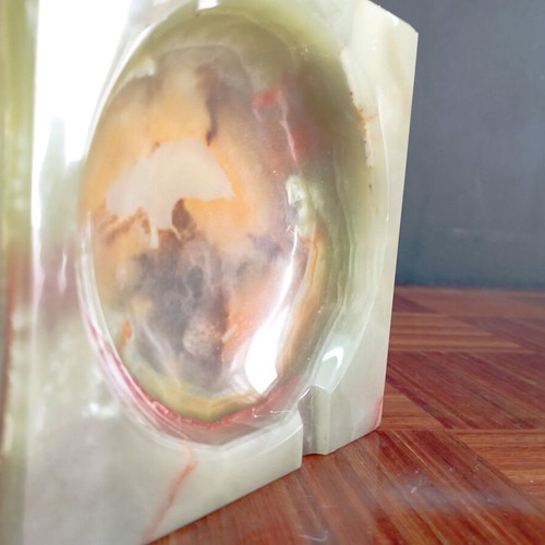 Glass ashtray retro like new with marble colors from onyx