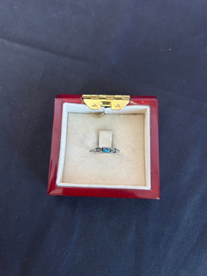 Vintage silver ring with blue stone used
