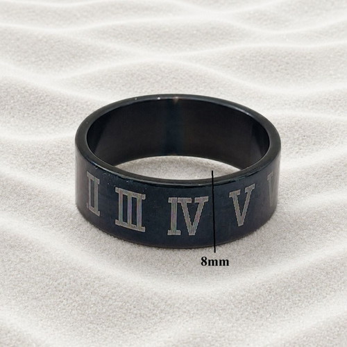 Steel ring with Latin numerals new, black