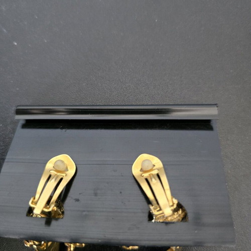 Gold Metal Earrings with Pearls and Clip New