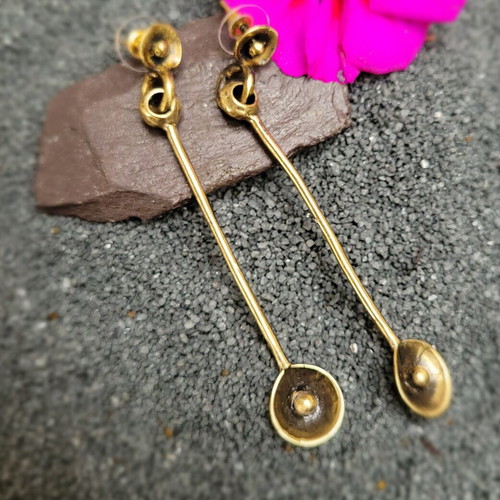 Bronze earrings, adjustable size, gold tone