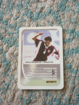 Giorgos Poulopoulos Proodeftiki collectible football card used, Yperatou Football