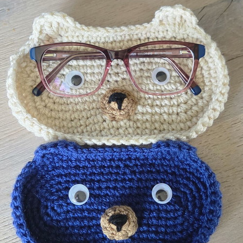 Handmade glasses holders, set of 2, white and blue