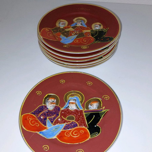 Moriage Japan vintage pasta plates used 8 large 20 cm