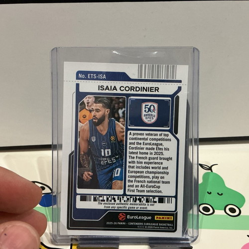 Isaïa Cordinier Panini Contenders Jersey Patch Card 2025-26