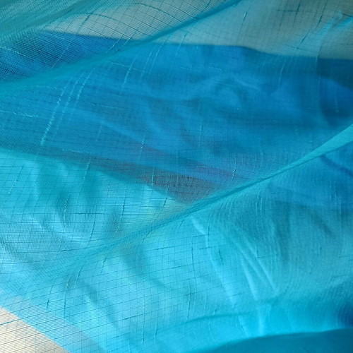 Curtain set with tabs like new, blue and electric blue, 1.35x2.70m each