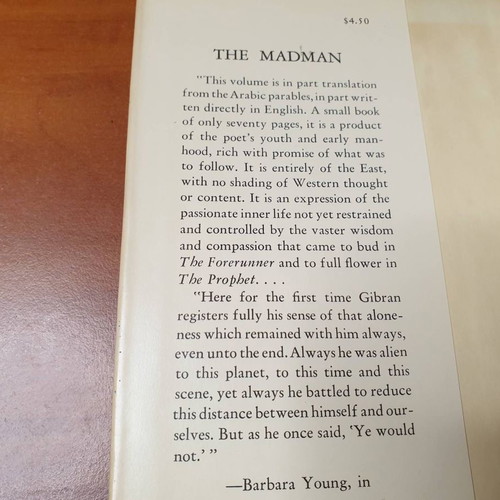 The Madman by Kahlil Gibran, 1970 edition, English book