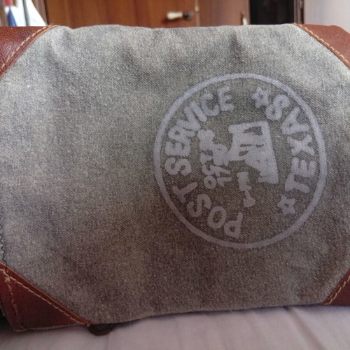 Vintage crossbody bag from canvas and leather, Texas Post Service