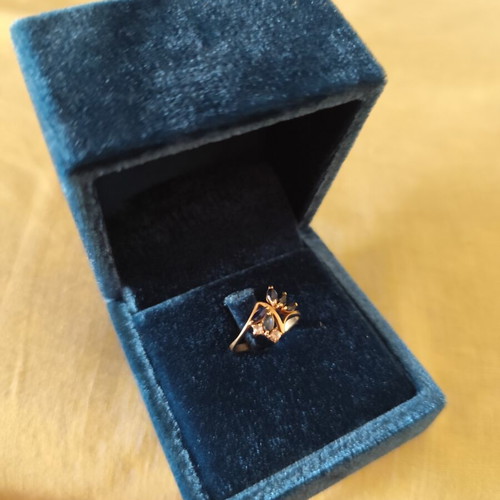 Gold 585/14K ring with multicolored stones, vintage style