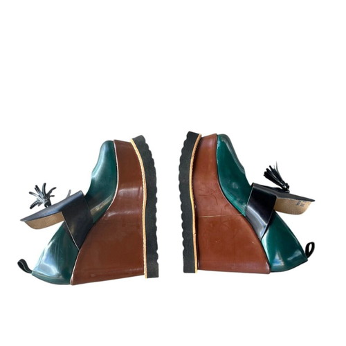 Filipe Sousa women's platform shoes new, size 36, brown and green