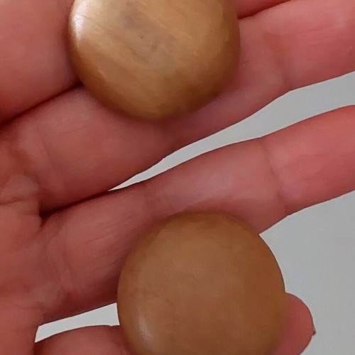 Wooden necklace and clip earrings set like new, beige and brown