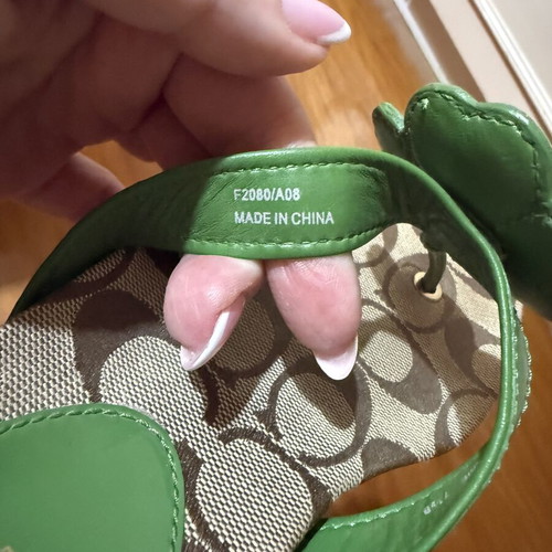 Coach Patty vintage women's thong sandals like new, beige and green