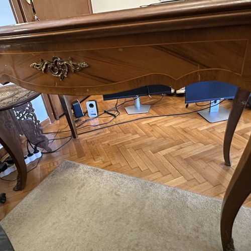 Vintage dining table with double surface