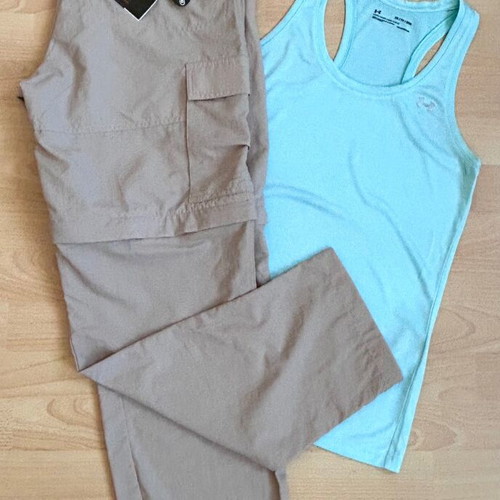 Lowe trekking pants new with Under Armour top S/M