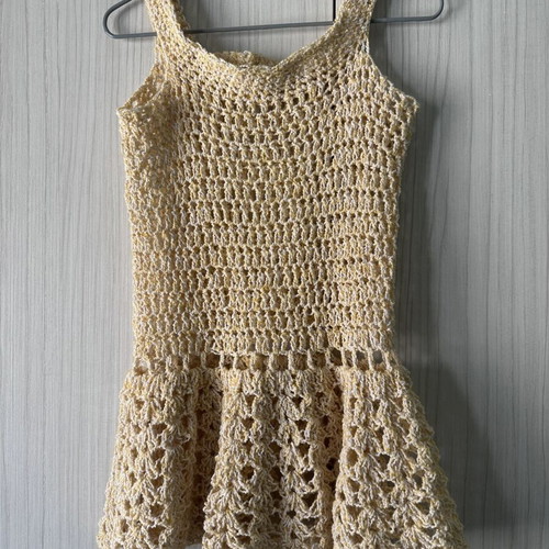 Handmade yellow crochet dress for girls 4-5 years